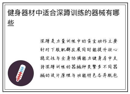 健身器材中适合深蹲训练的器械有哪些